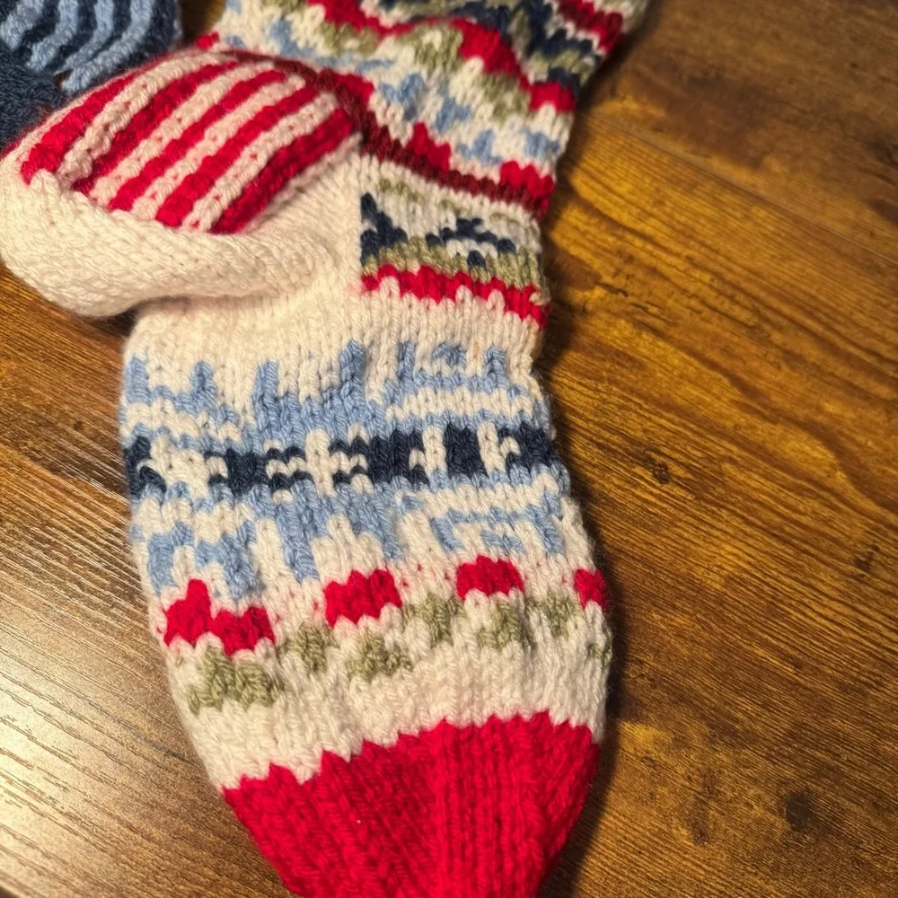 Handmade Knit Christmas Stockings Nordic Fair Isle Set‎ Of 2